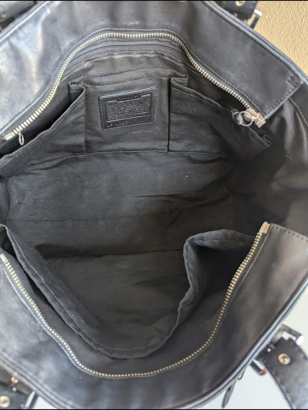 Coach Black Leather Shoulder Bag with Interior Logo Patch